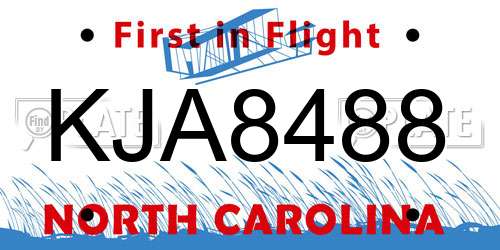 KJA8488 North Carolina License Plate