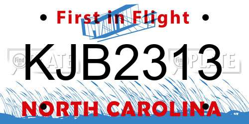 KJB2313 North Carolina License Plate