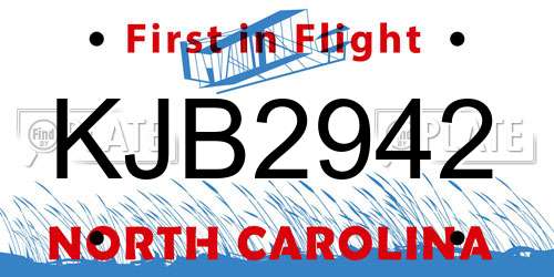 KJB2942 North Carolina License Plate