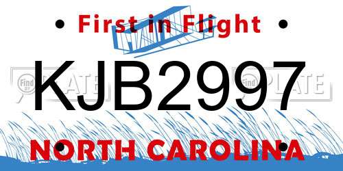 KJB2997 North Carolina License Plate