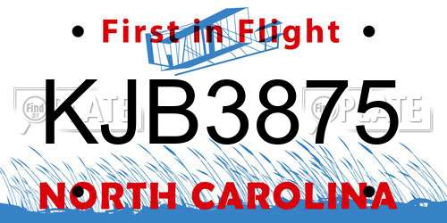 KJB3875 North Carolina License Plate