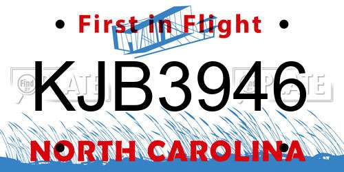 KJB3946 North Carolina License Plate