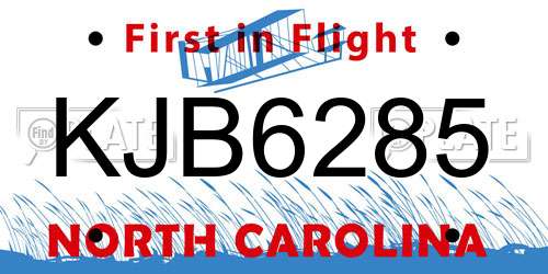 KJB6285 North Carolina License Plate