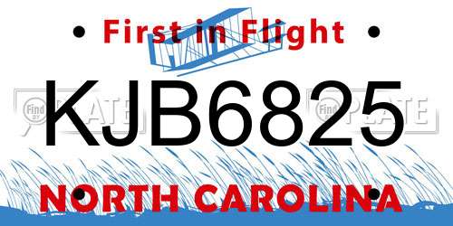 KJB6825 North Carolina License Plate