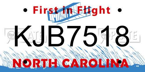 KJB7518 North Carolina License Plate