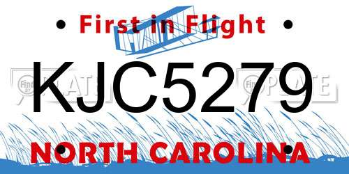 KJC5279 North Carolina License Plate