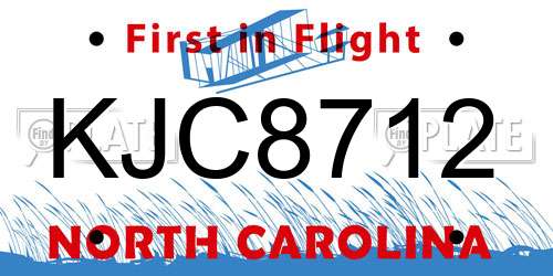 KJC8712 North Carolina License Plate