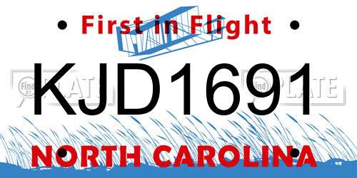 KJD1691 North Carolina License Plate