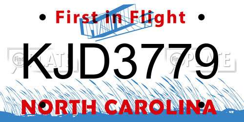 KJD3779 North Carolina License Plate