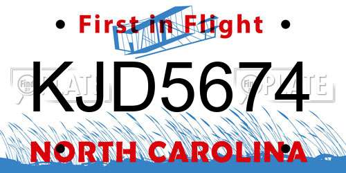 KJD5674 North Carolina License Plate