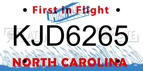 KJD6265 North Carolina License Plate
