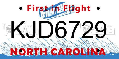 KJD6729 North Carolina License Plate