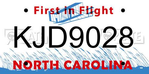 KJD9028 North Carolina License Plate