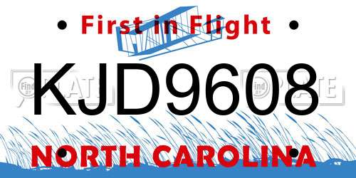 KJD9608 North Carolina License Plate