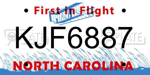 KJF6887 North Carolina License Plate