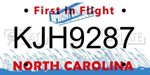 KJH9287 North Carolina License Plate
