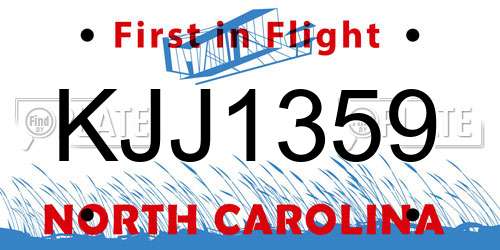 KJJ1359 North Carolina License Plate