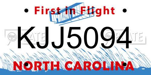 KJJ5094 North Carolina License Plate