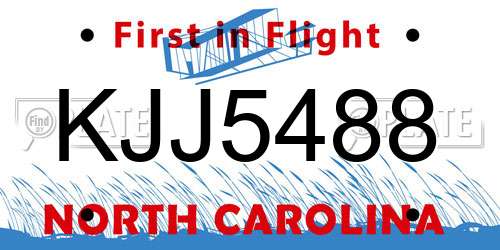 KJJ5488 North Carolina License Plate