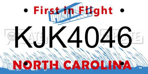 KJK4046 North Carolina License Plate