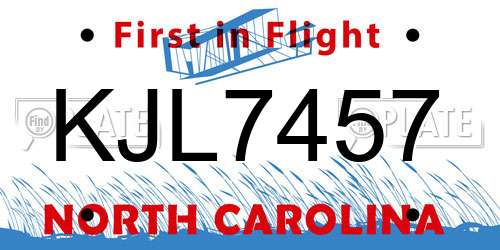KJL7457 North Carolina License Plate