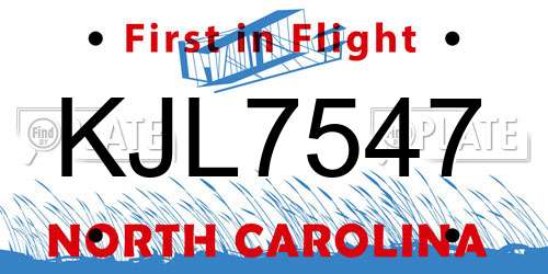 KJL7547 North Carolina License Plate