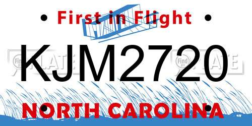 KJM2720 North Carolina License Plate