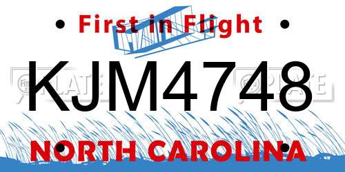 KJM4748 North Carolina License Plate