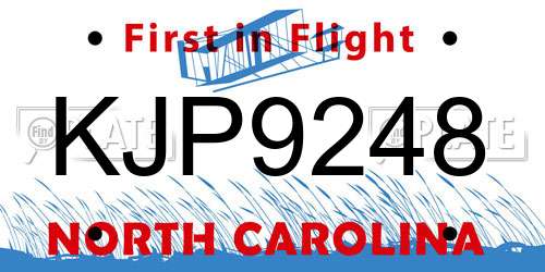 KJP9248 North Carolina License Plate