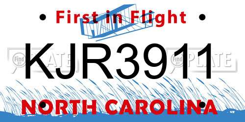 KJR3911 North Carolina License Plate