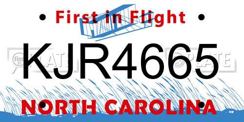 KJR4665 North Carolina License Plate