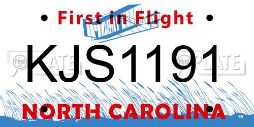 KJS1191 North Carolina License Plate