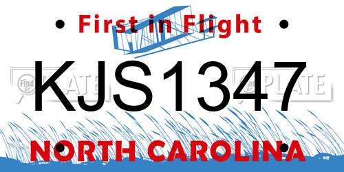 KJS1347 North Carolina License Plate