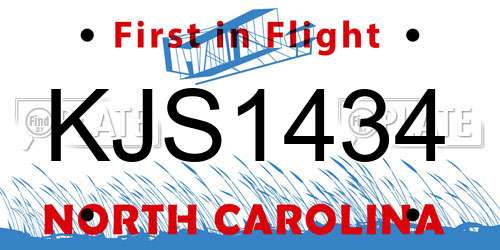 KJS1434 North Carolina License Plate