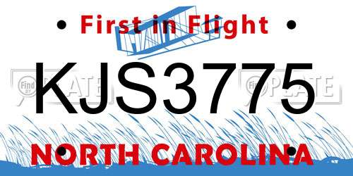 KJS3775 North Carolina License Plate
