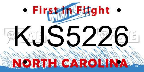 KJS5226 North Carolina License Plate