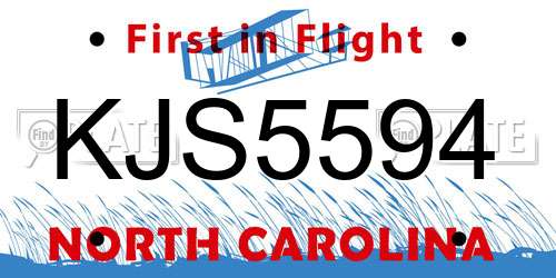 KJS5594 North Carolina License Plate