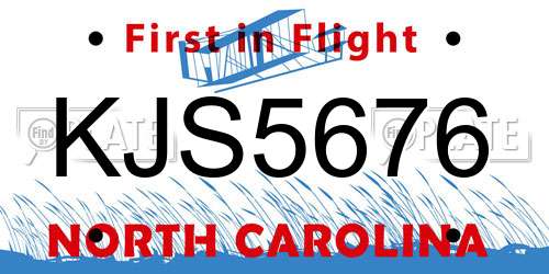 KJS5676 North Carolina License Plate