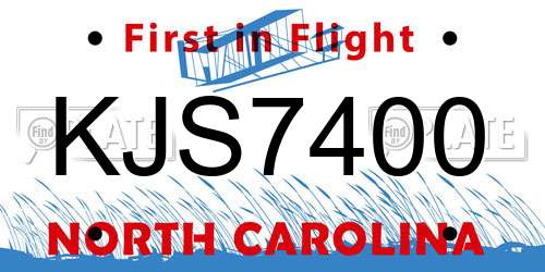KJS7400 North Carolina License Plate