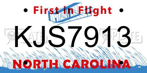 KJS7913 North Carolina License Plate
