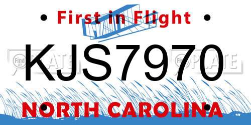 KJS7970 North Carolina License Plate