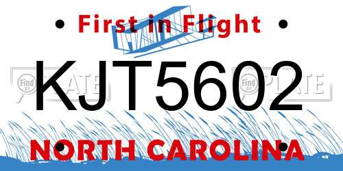 KJT5602 North Carolina License Plate