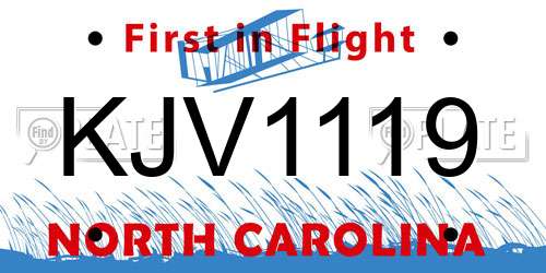 KJV1119 North Carolina License Plate