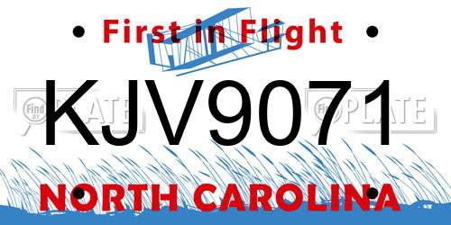 KJV9071 North Carolina License Plate