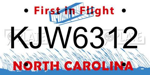 KJW6312 North Carolina License Plate