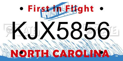KJX5856 North Carolina License Plate