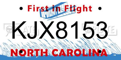 KJX8153 North Carolina License Plate