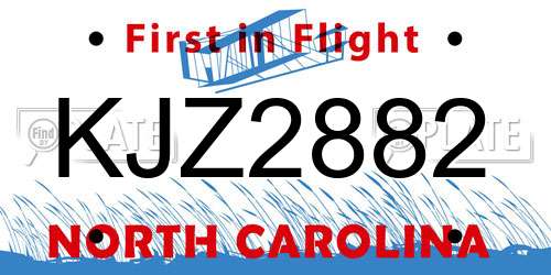 KJZ2882 North Carolina License Plate