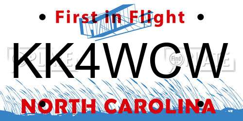 KK4WCW North Carolina License Plate