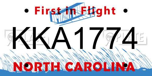 KKA1774 North Carolina License Plate
